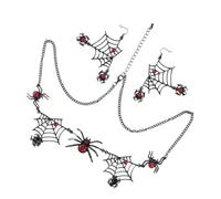 OUNONA Spider Earrings and Necklace Jewelry Set, Creative Alloy Vintage Black Retro Punk Gothic Adjustable Chain Set for Female Friends, Halloween Party, Thanksgiving, Birthday