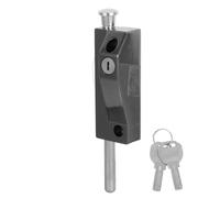 OUNONA Spring Loaded Door Latch with Keyed Lock, Surface Mounted Metal Security Bolt for Sliding Patio and Revolving Doors, Anti-Theft Black Foot Lock Suitable for Home and Garden