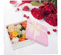 OUNONA Square Yellow Soap Rose Flower Gift Box for Valentine's Day Home Decoration Durable Simulated Floral Soap Birthday Mother's Day Party Romantic Atmosphere Creation