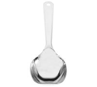 OUNONA Stainless Steel Large Handle Spoon Elongated and Deep Design, Square Head Dinner Spoon Ergonomic Handle for Kitchen, Dining and Korean Soup Serving