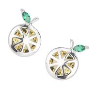 OUNONA Sterling Silver Lemon Slice Ear Drops Earrings Hypoallergenic Fruit Jewelry for Women Party Accessories Cute Dangling Studs