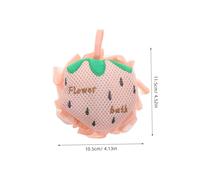 OUNONA Strawberry Exfoliating Bath Sponge with Rich Foam Cute Korean Style Mesh Pouf Body Scrubber for Adults Individually Packaged Shower Puff for Full Body Cleansing
