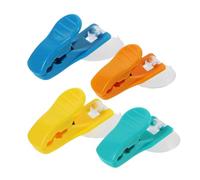 OUNONA Suction Cup Clamp Holder and Reusable Plastic Suction Cup Clips for Kitchen and Bathroom Towel Hanging, 4pcs Colorful Set, Multipurpose Storage Hooks for Home Organization