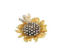 OUNONA Sunflower Enamel Pin Flower Accessory Rhinestone Brooch for Women Bee Gifts Fashion Pin