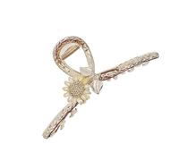 OUNONA Sunflower Rhinestone Hair Claw Clip for Women Non Slip Metal Hair Accessory Elegant Barrette for Daily Use for Makeup Cooking and Fashionable Styles Gold