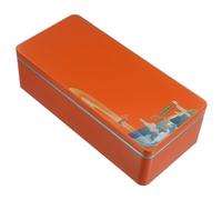 OUNONA Tea Storage Box Orange Tinplate Loose Tea Leaf Canister with Lid for Sugar and Chocolate Storage or Office