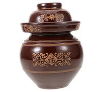 OUNONA Traditional Chinese Pickle Jar Large Capacity Ceramic Sealed Storage Pot Thickened Crock for Kimchi and Sauerkraut Home Use 4-jin Water Volume Pickling Container