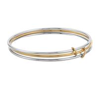 OUNONA Two Tone Bracelets for Women: Stainless Steel Fashion Bangle - Geometric Interlocking Bracelet - Ladies Stacking Cuff for Minimalist Spring Summer Looks