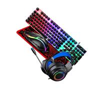 OUNONA USB Keyboard Mouse Combo with Ergonomic Design, Abs Material, 104-key Wired Keyboard and 4-button Mouse Set, Plug and Play for Office and Gaming Use, Black Colour