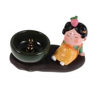 OUNONA Vintage Chinese Lady Ceramic Incense Holder for Sticks and Coils Porcelain Burner with Stable Base Elegant Aromatherapy Decor for Office Bedroom Yoga Relaxation