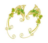 OUNONA Vintage Green Ear Non Piercing Earrings for Women Handmade Fairy Cosplay Ear Wraps Elegant for Daily Wear Parties Weddings and Gift Giving
