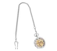 OUNONA Vintage Mechanical Pocket Watch Silver Hollow-Out Design Manual Wind Alloy Retro Style for Men Women and Fashion Accessory