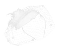 OUNONA Vintage Mesh Yarn Fascinator Headband for Tea Party Elegant Bridal Hair Accessory with Plume and Pearl Details for Weddings Cocktail Events and Special Occasions