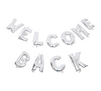 OUNONA Welcome Back Foil Letter Balloons Set, Silver Metallic Welcome Home Decorations for School, Kindergarten, Office Party Back to School Supplies