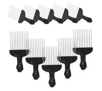 OUNONA Wide Tooth Metal Comb for Curly and Afro Hair Scalp-friendly Hairdressing Styling Tool with Needle Teeth for Men and Women Detangling and Hair Growth Stimulating Black