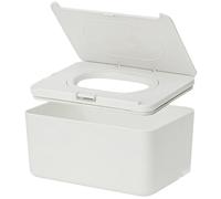 OUNONA Wipe Holder Wipes Dispenser Refillable Tissue Container, White Plastic, Portable, Single-Handed Use, for Dining Table and Drawers