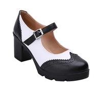 OUNONA Women's British Style Mid Heel Shoes All Matched Casual Footwear with No Slip Platform Sole Elegant Round Toe Design for Spring and Summer Outings White