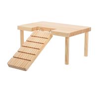 OUNONA Wood Hamster Playing Guinea Pig Platform Short Hamster Platform Exceptional Durability Promotes Exercise Solid Wood Small Pet Table with Ladder for Chinchilla and Small Animals