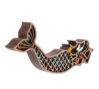 OUNONA Wooden Carving Mermaid Ornament for Home Decor with Multi-layer Design, Fine Workmanship, and Sturdy Wood Material, for Shelf or Tea Table Display