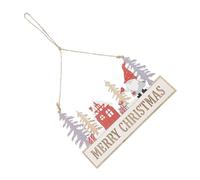 OUNONA Wooden Christmas Door Sign Hanging Pendant Santa Claus Elf Holiday Decoration Welcome Board for Home and Store