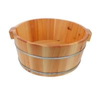 OUNONA Wooden Foot Soaking Basin Pedicure Barrel 36cm Diameter 16cm Height Solid Foot Bath Tub for Home Relaxation and Detox Spa