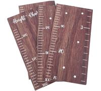 OUNONA Wooden Growth Chart Wall Ruler Height Chart for Wall Measurement Measuring Tape and Adhesive Foam in Walnut Color