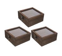 OUNONA Wooden Insect Specimen Display Box 3pcs Set 10x10x4.5cm Shadow Box Frame for Butterfly Observation and Dried Flower Showcase Tabletop Collector Case