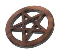 OUNONA Wooden Pentagram Ornament Decorative Platter 5-point Star Wall Hanging Retro Artistic Solid Wood Ritual Accessories for Gatherings and Bookshelves