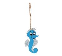 OUNONA Wooden Seahorse Wall Decor Nautical Hanging Ornament Coastal Beach Home Decoration Ocean Nursery Art in Sky Blue for Living Room