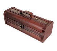 OUNONA Wooden Wine Bottle Carrier Gift Box with Leather Handle Portable Red Wine Storage Box for Anniversary and Birthday Presents