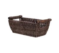 OUNONA Woven Storage Basket with Handles Rectangular Paper Rope Basket for Bedroom Living Room Bathroom 1-pack Versatile Organizer for Sundries and Books