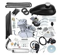 OUNUO 80CC Fits 26" 28" Bicycle Engine Kit, Bike Bicycle Motorized 2 Stroke Petrol Gas Motor Engine Kit Full Set (Silver-upgraded version)