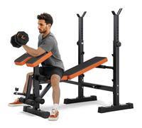 OUNUO Adjustable/Foldable Weight Bench, 660LBS Home Gym Workout Bench Lifting Sit-up Exercise Bench for Bench Press (Orange)