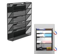 Ounyoizs 6-Tier Magnetic File Holder, Large Capacity File Cabinet Organizer, No-Drill Mount Hanging Magnetic Paper Holder for File Cabinets, Office, Whiteboard, Magnetic Mail Holder