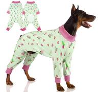 OUOBOB 4-Legged Dog Pajamas for Medium & Large Dogs - Soft Cotton Dog PJS Onesie with 4-Way Stretch, Cozy Breathable Pet Sleepwear for Cold Weather & Indoor Lounging - Green 3XL