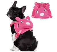 OUOBOB Breathable No-Pull Dog Harness with Backpack, Adjustable Padded Vest with Quick-Release Buckle for Hiking and Daily Walking, Comfort Fit for Small to Medium Dogs, Pink, S