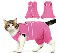OUOBOB Cat Recovery Suit for Spayed Cats, Anti-Lick Onesie with Hind Legs | Hind leg design, tail opening, adjustable snap and loop closure, soft cotton, anti-lick protection, S-XL, cats and kittens