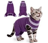 OUOBOB Cat Recovery Suit with Hind Legs, Soft Spay Recovery Suit for Female Cats, Kitten Onesie for Cats After Surgery, Anti-Licking Abdominal & Hind Leg Wound Protector, Cone Alternative - Purple M