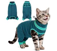 OUOBOB Cat Recovery Suit with Hind Legs, Soft Spay Recovery Suit for Female Cats, Kitten Onesie for Cats After Surgery, Anti-Licking Abdominal & Hind Leg Wound Protector, Cone Alternative - Green S