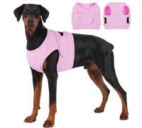 OUOBOB Chest Recovery Vest for Dogs, Breathable Anti Lick Post Surgery Wound Protector, Cross Back Adjustable Cone Alternative E Collar Replacement for Boxers, Bulldogs & Stocky Medium Dogs (Pink, XL)