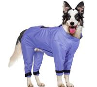 OUOBOB Dog Belly Guard Vest with Legs, Waterproof Adjustable Undercarriage Protector for Wet Grass Mud, Open Back Breathable Design for Walking Hiking after Rain, Purple, XL