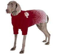 OUOBOB Dog Christmas Jumper, Cozy Knit Xmas Turtleneck Pet Outfit with Santa & Snowflakes, Warm Holiday Sweater for Medium Large Extra Large Dogs - Red XL