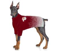 OUOBOB Dog Christmas Jumper, Cozy Knit Xmas Turtleneck Pet Outfit with Santa & Snowflakes, Warm Holiday Sweater for Medium Large Extra Large Dogs - Red 5XL
