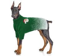 OUOBOB Dog Christmas Jumper, Cozy Knit Xmas Turtleneck Pet Outfit with Santa & Snowflakes, Warm Holiday Sweater for Medium Large Extra Large Dogs - Green 5XL