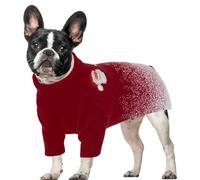 OUOBOB Dog Christmas Jumper, Cozy Knit Xmas Turtleneck Pet Outfit with Santa & Snowflakes, Warm Holiday Sweater for Medium Large Extra Large Dogs - Red L