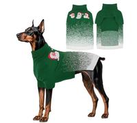 OUOBOB Dog Christmas Sweater, Soft Knit Pet Holiday Sweater with Santa & Snowflakes, Warm Christmas Dog Sweaters for Medium Large Extra Large Dogs Girls Boys, Turtleneck Xmas Pet Outfit - Green XXXL