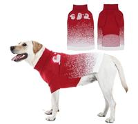 OUOBOB Dog Christmas Sweater, Soft Knit Pet Holiday Sweater with Santa & Snowflakes, Warm Christmas Dog Sweaters for Medium Large Extra Large Dogs Girls Boys, Turtleneck Xmas Pet Outfit - Red XL