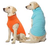 OUOBOB Dog Cooling Vest 2-Pack for Summer | Quick-Dry & Breathable Shirt with Snug High Neck & Elastic Belly, for Medium Large Dogs (2pcs (Orange+Blue), 5XL)