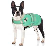 OUOBOB Dog Cooling Vest for Large Dogs - Breathable Mesh Summer Jacket with Adjustable Fit & Reflective Strips | Keep Your Pet Cool & Safe on Hikes, Walks and Beach Days (Green, L)