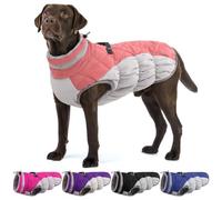 OUOBOB Dog Jackets for Large Dogs, Large Dog Winter Coat, Pet Cold Weather Coats, XXXL Pet Jacket with D-Ring, Waterproof Coat with Back Zipper,Snowsuit Labrador German Shepherd Doberman,Pink,XXXL